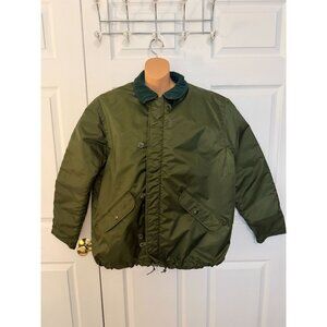 Vintage US Navy Extreme Cold Weather Nylon Military Green Deck Jacket L